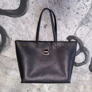 Versace Jeans Couture Black Studded Faux Leather Tote Bag